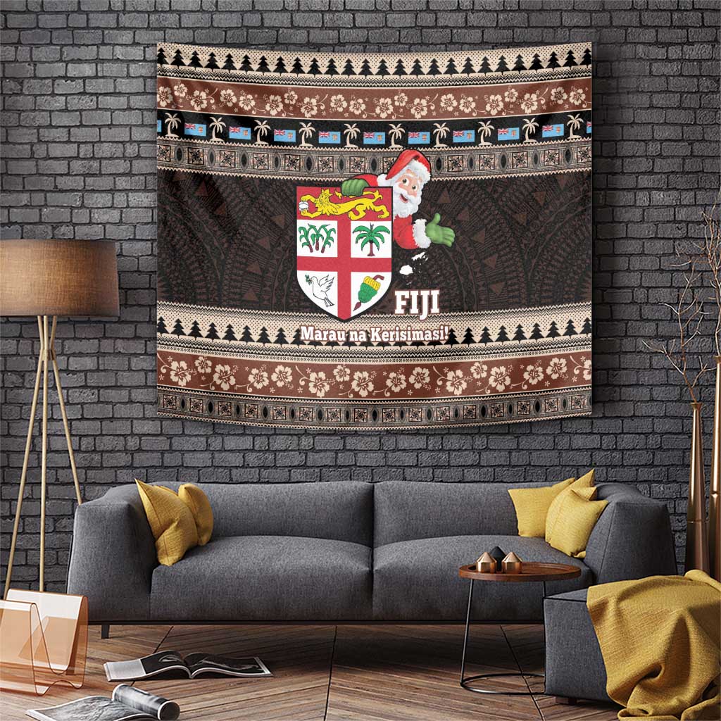 Fiji Christmas Tapestry Fijian Masi Marau na Kerisimasi! - Brown LT14 Brown - Polynesian Pride