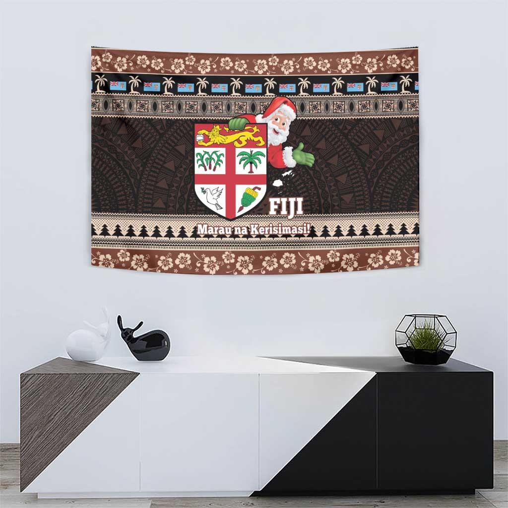 Fiji Christmas Tapestry Fijian Masi Marau na Kerisimasi! - Brown LT14 - Polynesian Pride