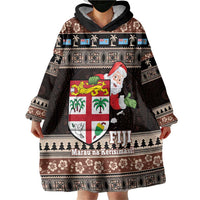 Fiji Christmas Wearable Blanket Hoodie Fijian Masi Marau na Kerisimasi! - Brown