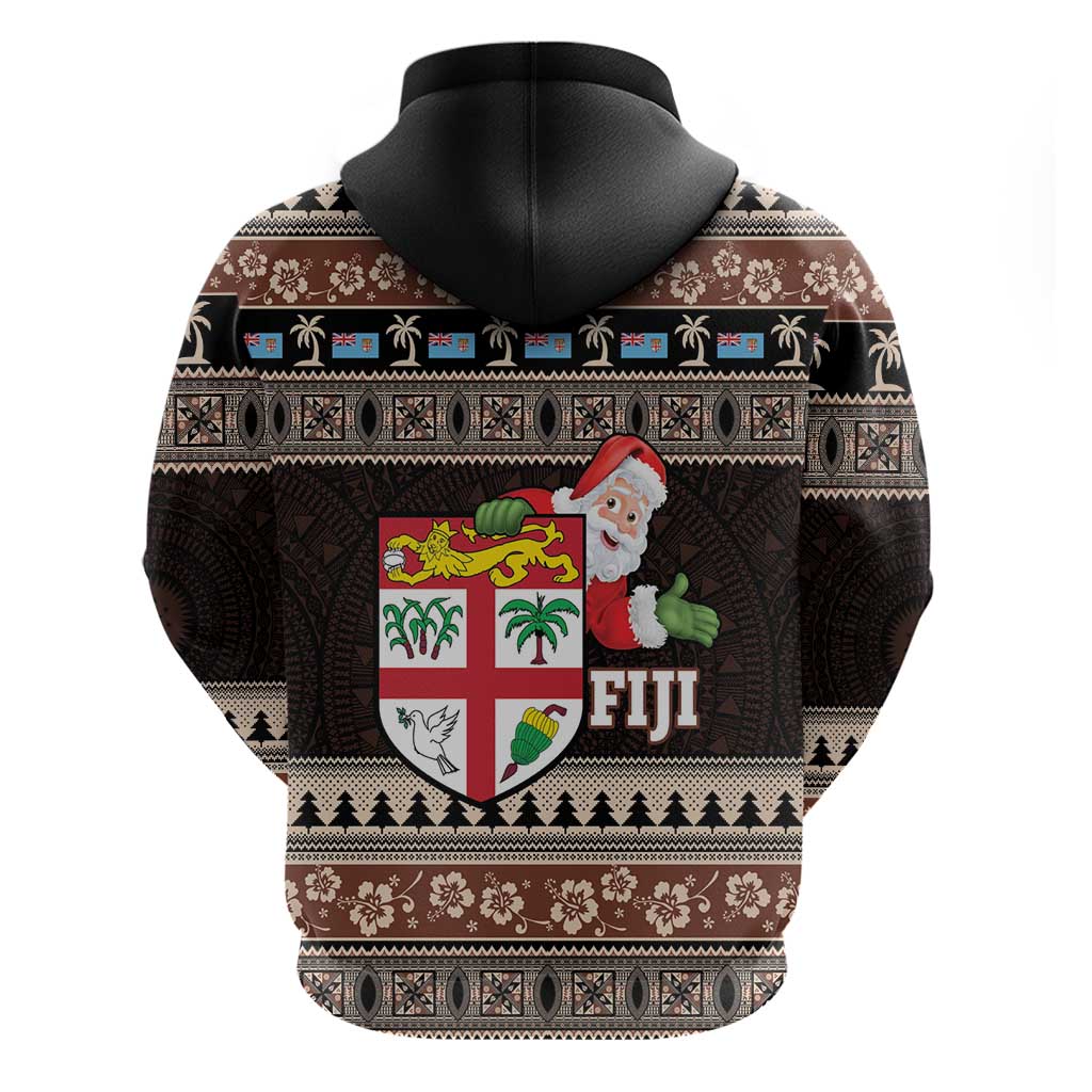 Fiji Christmas Zip Hoodie Fijian Masi Marau na Kerisimasi! - Brown LT14 - Polynesian Pride