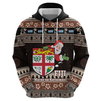 Fiji Christmas Zip Hoodie Fijian Masi Marau na Kerisimasi! - Brown LT14 - Polynesian Pride