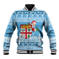 Fiji Christmas Baseball Jacket Fijian Masi Marau na Kerisimasi! - Blue LT14 Unisex Blue - Polynesian Pride