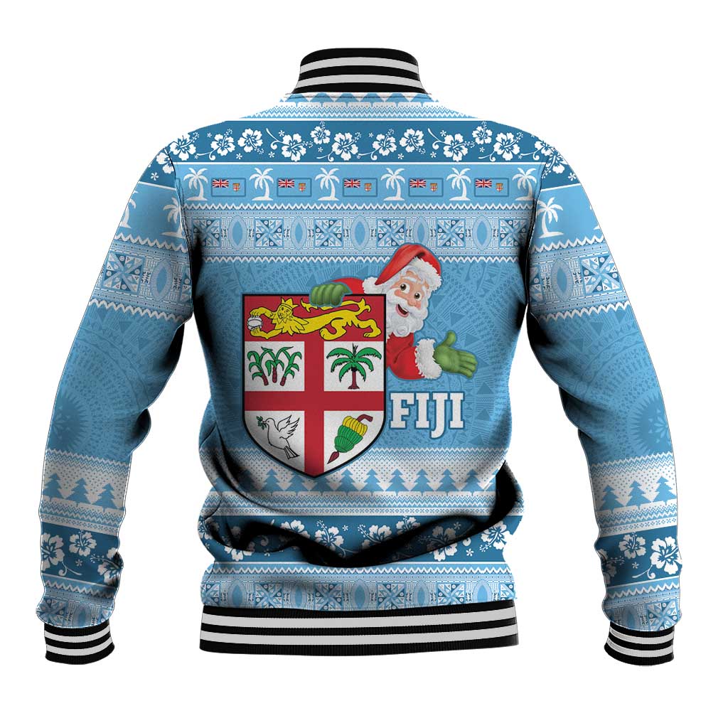 Fiji Christmas Baseball Jacket Fijian Masi Marau na Kerisimasi! - Blue LT14 - Polynesian Pride