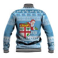 Fiji Christmas Baseball Jacket Fijian Masi Marau na Kerisimasi! - Blue LT14 - Polynesian Pride