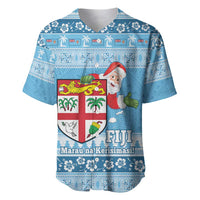 Fiji Christmas Baseball Jersey Fijian Masi Marau na Kerisimasi! - Blue LT14 Blue - Polynesian Pride