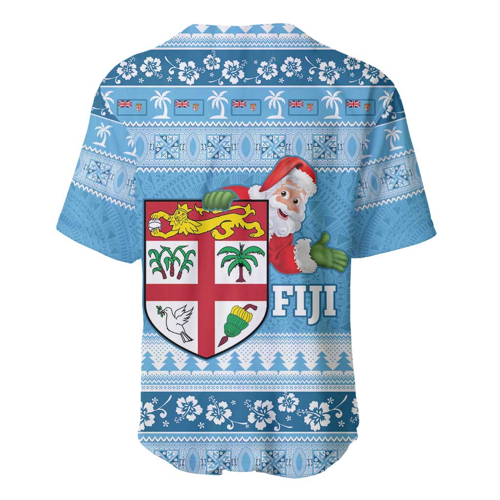 Fiji Christmas Baseball Jersey Fijian Masi Marau na Kerisimasi! - Blue LT14 - Polynesian Pride