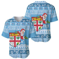 Fiji Christmas Baseball Jersey Fijian Masi Marau na Kerisimasi! - Blue LT14 - Polynesian Pride