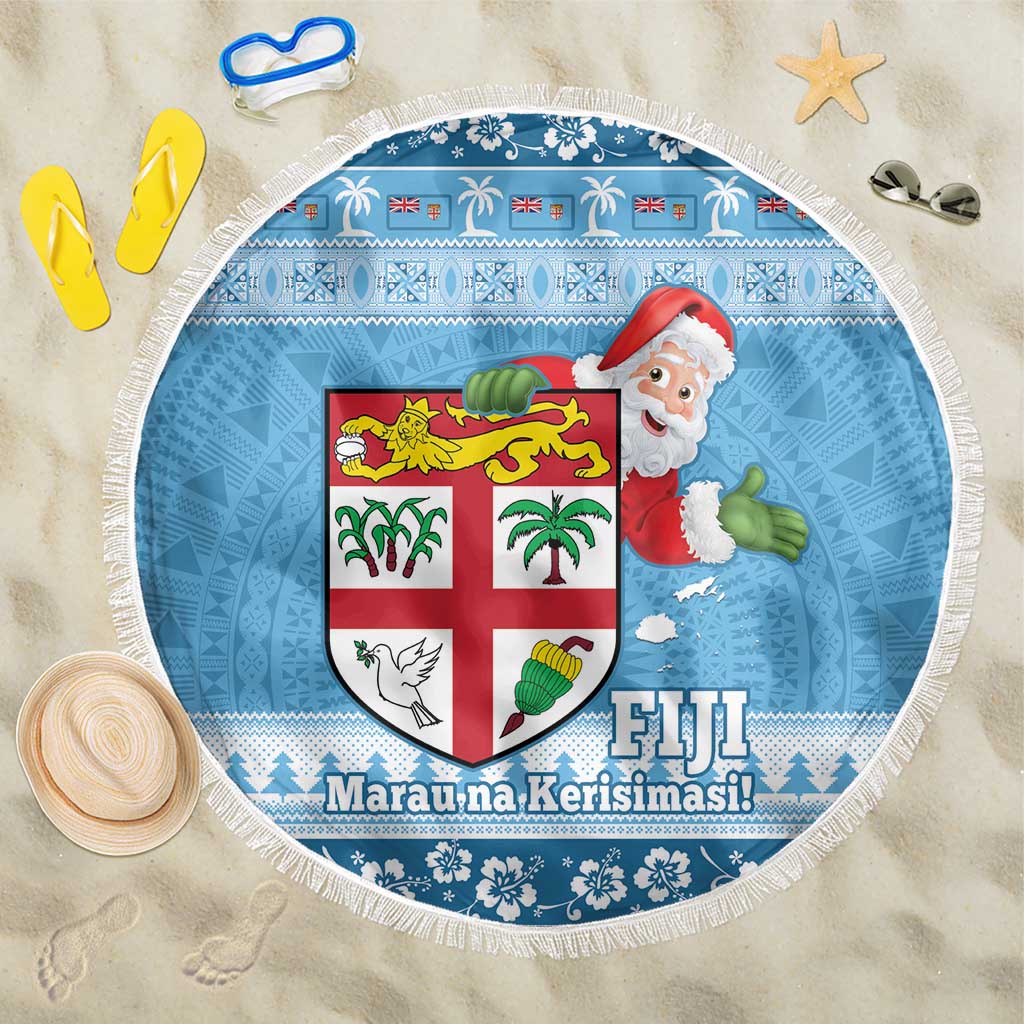 Fiji Christmas Beach Blanket Fijian Masi Marau na Kerisimasi! - Blue LT14 One Size 150cm Blue - Polynesian Pride