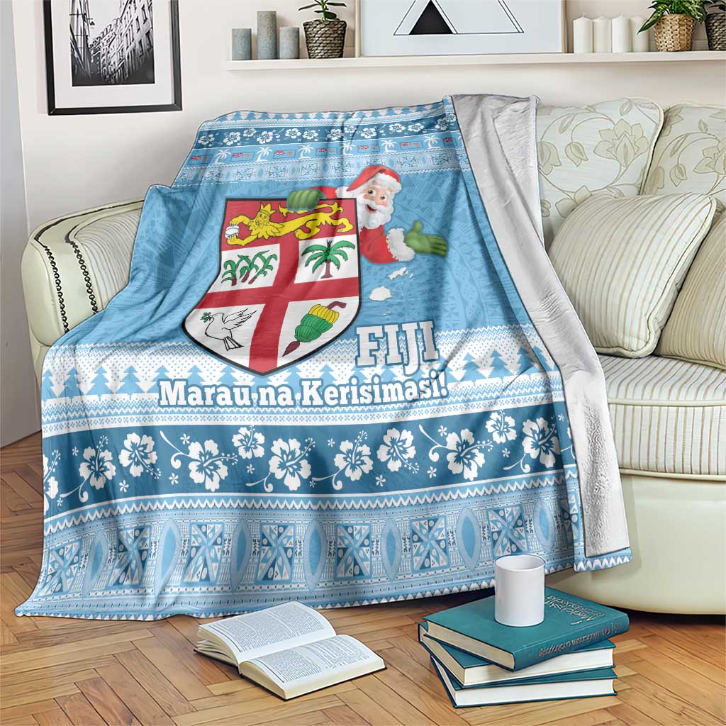 Fiji Christmas Blanket Fijian Masi Marau na Kerisimasi! - Blue LT14 Blue - Polynesian Pride