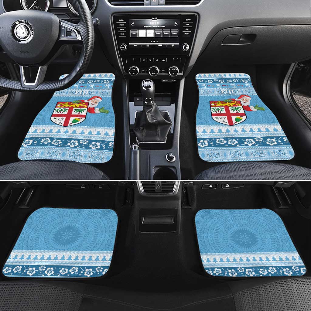 Fiji Christmas Car Mats Fijian Masi Marau na Kerisimasi! - Blue LT14 Set 4pcs Blue - Polynesian Pride
