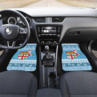 Fiji Christmas Car Mats Fijian Masi Marau na Kerisimasi! - Blue LT14 Set 2pcs - Front Blue - Polynesian Pride