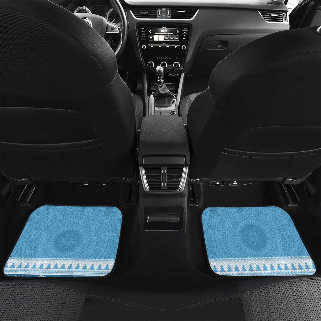 Fiji Christmas Car Mats Fijian Masi Marau na Kerisimasi! - Blue LT14 Set 2pcs - Back Blue - Polynesian Pride