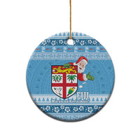 Fiji Christmas Ceramic Ornament Fijian Masi Marau na Kerisimasi! - Blue