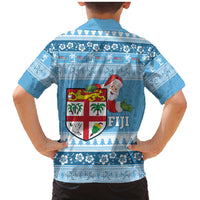 Fiji Christmas Family Matching Mermaid Dress and Hawaiian Shirt Fijian Masi Marau na Kerisimasi! - Blue LT14 - Polynesian Pride