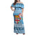 Fiji Christmas Family Matching Off Shoulder Maxi Dress and Hawaiian Shirt Fijian Masi Marau na Kerisimasi! - Blue