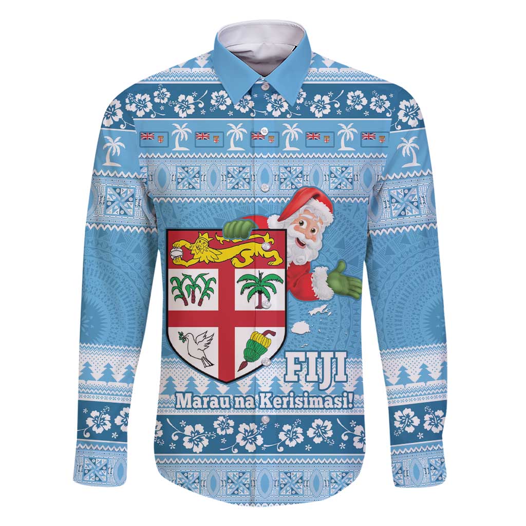 Fiji Christmas Family Matching Short Sleeve Bodycon Dress and Hawaiian Shirt Fijian Masi Marau na Kerisimasi! - Blue