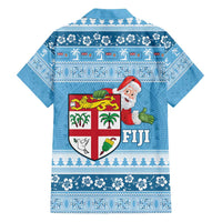 Fiji Christmas Family Matching Tank Maxi Dress and Hawaiian Shirt Fijian Masi Marau na Kerisimasi! - Blue LT14 - Polynesian Pride