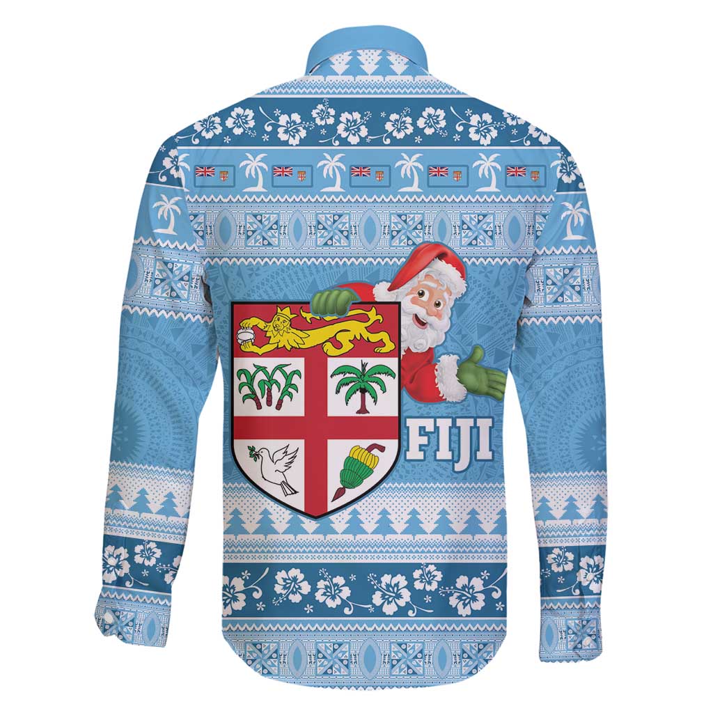 Fiji Christmas Family Matching Tank Maxi Dress and Hawaiian Shirt Fijian Masi Marau na Kerisimasi! - Blue LT14 - Polynesian Pride