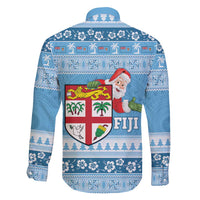 Fiji Christmas Family Matching Tank Maxi Dress and Hawaiian Shirt Fijian Masi Marau na Kerisimasi! - Blue LT14 - Polynesian Pride