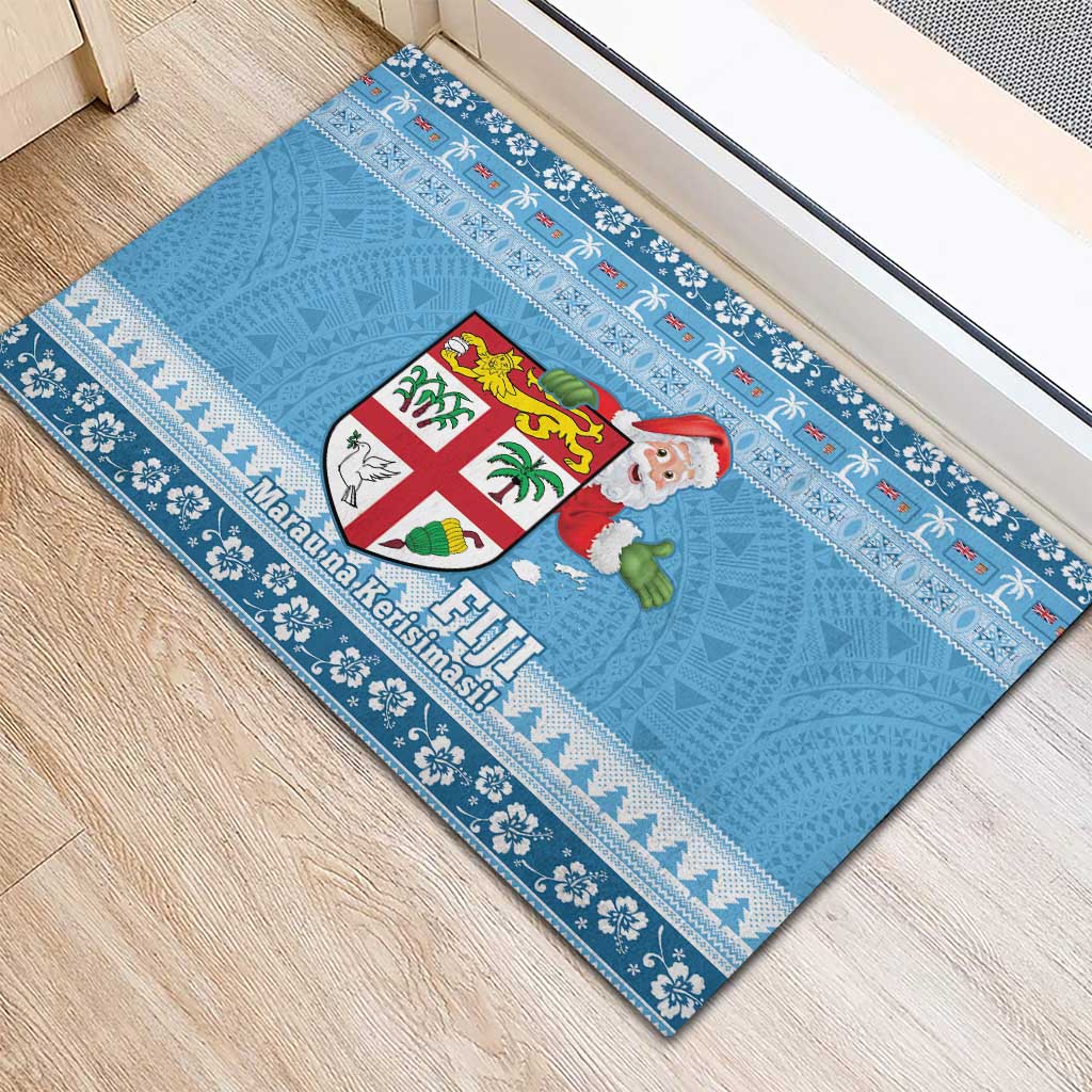 Fiji Christmas Rubber Doormat Fijian Masi Marau na Kerisimasi! - Blue LT14 - Polynesian Pride