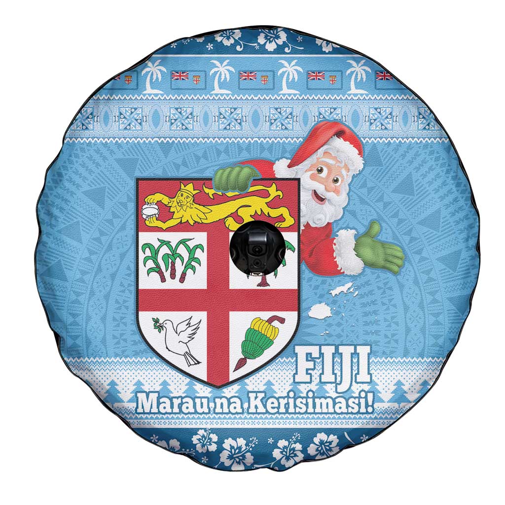 Fiji Christmas Spare Tire Cover Fijian Masi Marau na Kerisimasi! - Blue