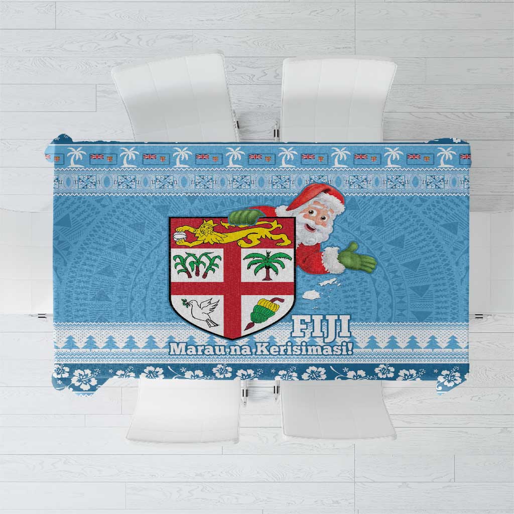 Fiji Christmas Tablecloth Fijian Masi Marau na Kerisimasi! - Blue LT14 Blue - Polynesian Pride