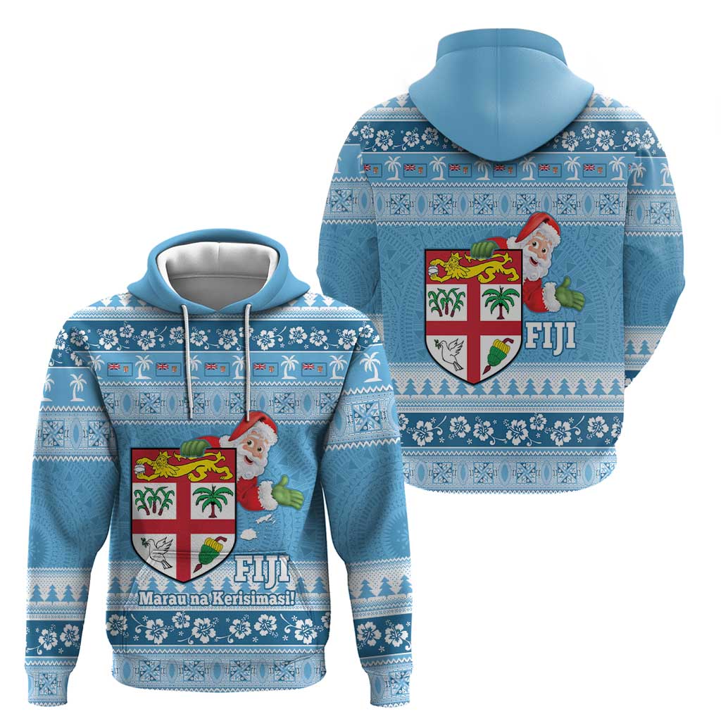 Fiji Christmas Zip Hoodie Fijian Masi Marau na Kerisimasi! - Blue LT14 - Polynesian Pride