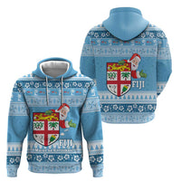 Fiji Christmas Zip Hoodie Fijian Masi Marau na Kerisimasi! - Blue LT14 - Polynesian Pride