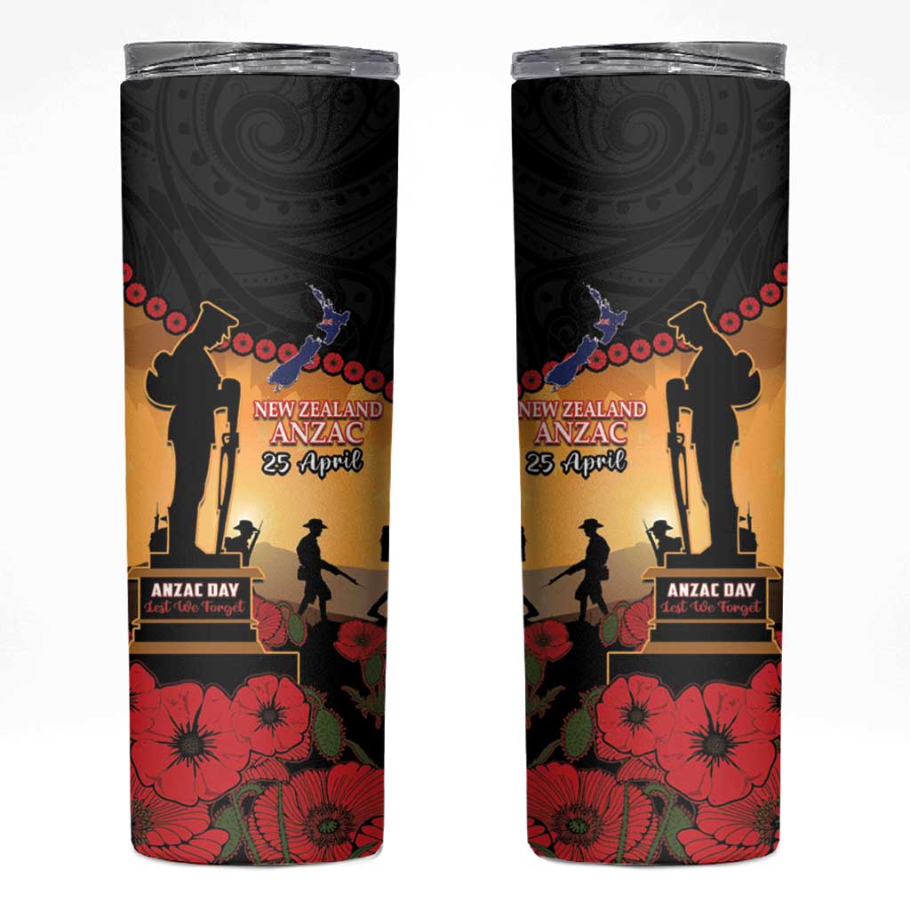 New Zealand Anzac Skinny Tumbler Maori Camouflage Mix Poppies We Will Remember Them