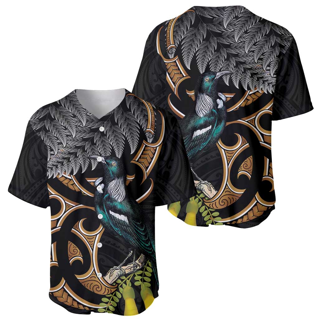 Aotearoa Kowhai Tui Bird Baseball Jersey Maori Ngaru With Silver Fern