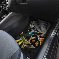Aotearoa Kowhai Tui Bird Car Mats Maori Ngaru With Silver Fern