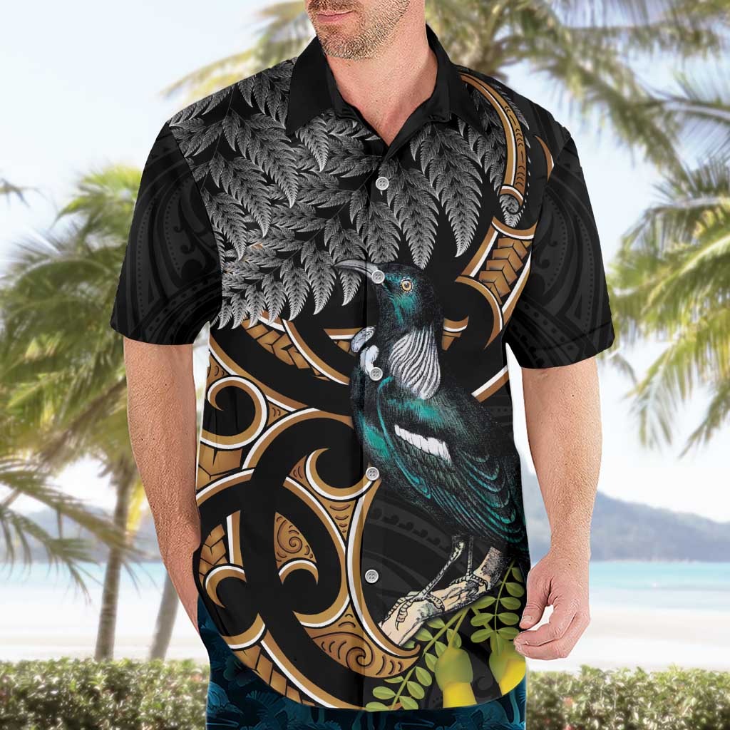 Aotearoa Kowhai Tui Bird Hawaiian Shirt Maori Ngaru With Silver Fern
