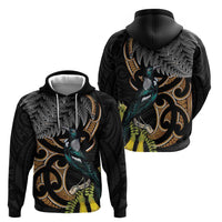 Aotearoa Kowhai Tui Bird Hoodie Maori Ngaru With Silver Fern