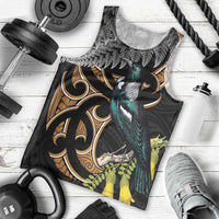 Aotearoa Kowhai Tui Bird Men Tank Top Maori Ngaru With Silver Fern