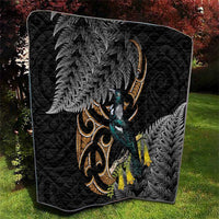 Aotearoa Kowhai Tui Bird Quilt Maori Ngaru With Silver Fern