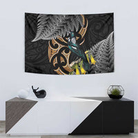 Aotearoa Kowhai Tui Bird Tapestry Maori Ngaru With Silver Fern