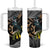 Aotearoa Kowhai Tui Bird Tumbler With Handle Maori Ngaru With Silver Fern