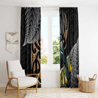 Aotearoa Kowhai Tui Bird Window Curtain Maori Ngaru With Silver Fern