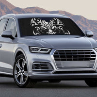 Black Ngaru Taniko With Aotearoa Maori Tattoo Auto Sun Shade - Polynesian Pride