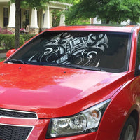 Black Ngaru Taniko With Aotearoa Maori Tattoo Auto Sun Shade - Polynesian Pride