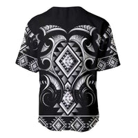 Black Ngaru Taniko With Aotearoa Maori Tattoo Baseball Jersey