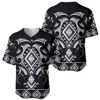 Black Ngaru Taniko With Aotearoa Maori Tattoo Baseball Jersey