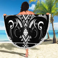 Black Ngaru Taniko With Aotearoa Maori Tattoo Beach Blanket