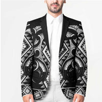 Black Ngaru Taniko With Aotearoa Maori Tattoo Blazer - Polynesian Pride