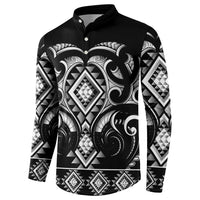 Black Ngaru Taniko With Aotearoa Maori Tattoo Button Sweatshirt LT14 - Polynesian Pride