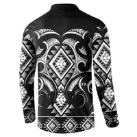 Black Ngaru Taniko With Aotearoa Maori Tattoo Button Sweatshirt LT14 - Polynesian Pride