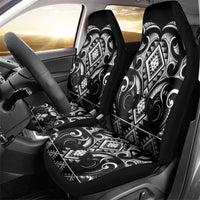 Black Ngaru Taniko With Aotearoa Maori Tattoo Car Seat Cover