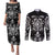 Black Ngaru Taniko With Aotearoa Maori Tattoo Couples Matching Puletasi and Long Sleeve Button Shirt