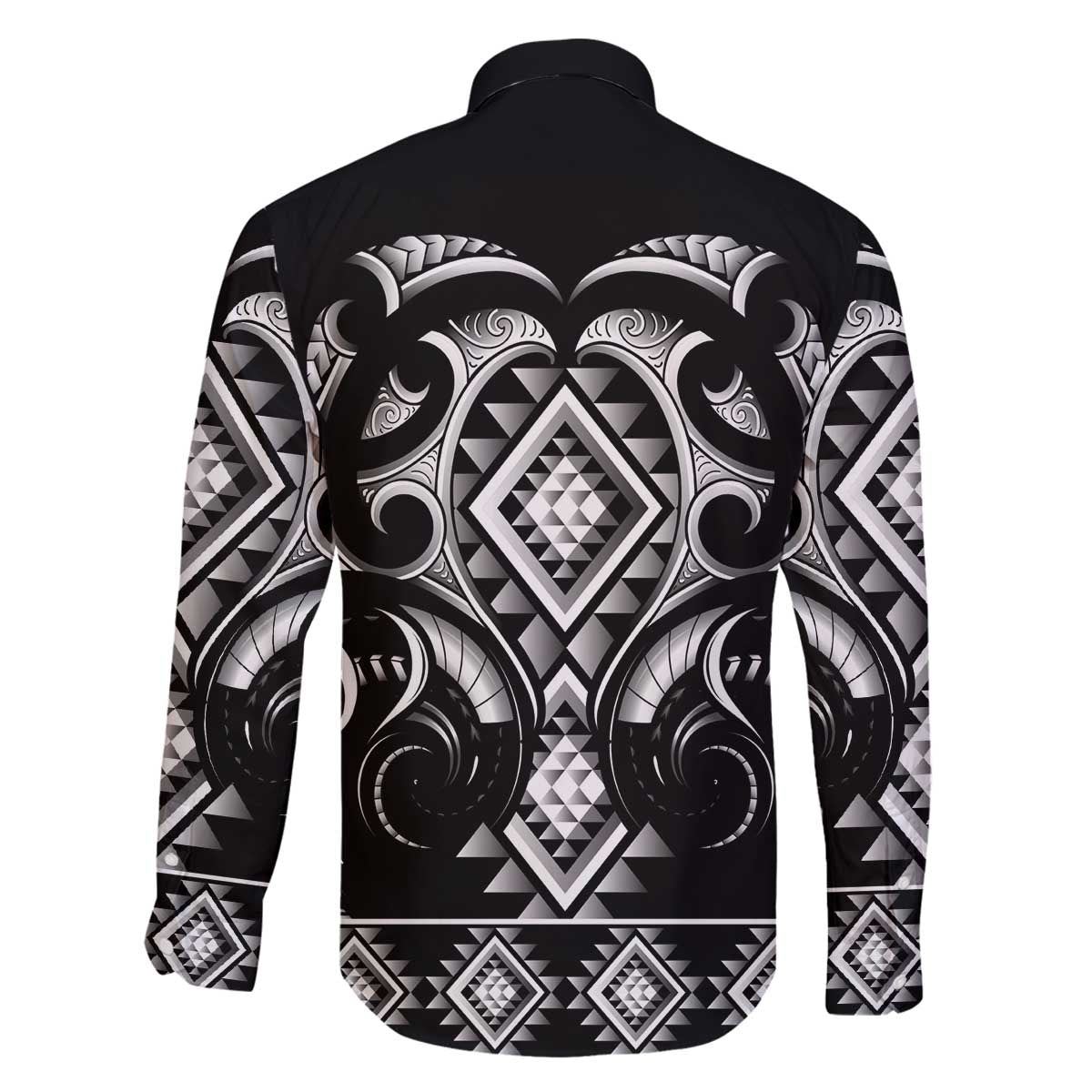 Black Ngaru Taniko With Aotearoa Maori Tattoo Family Matching Off The Shoulder Long Sleeve Dress and Hawaiian Shirt
