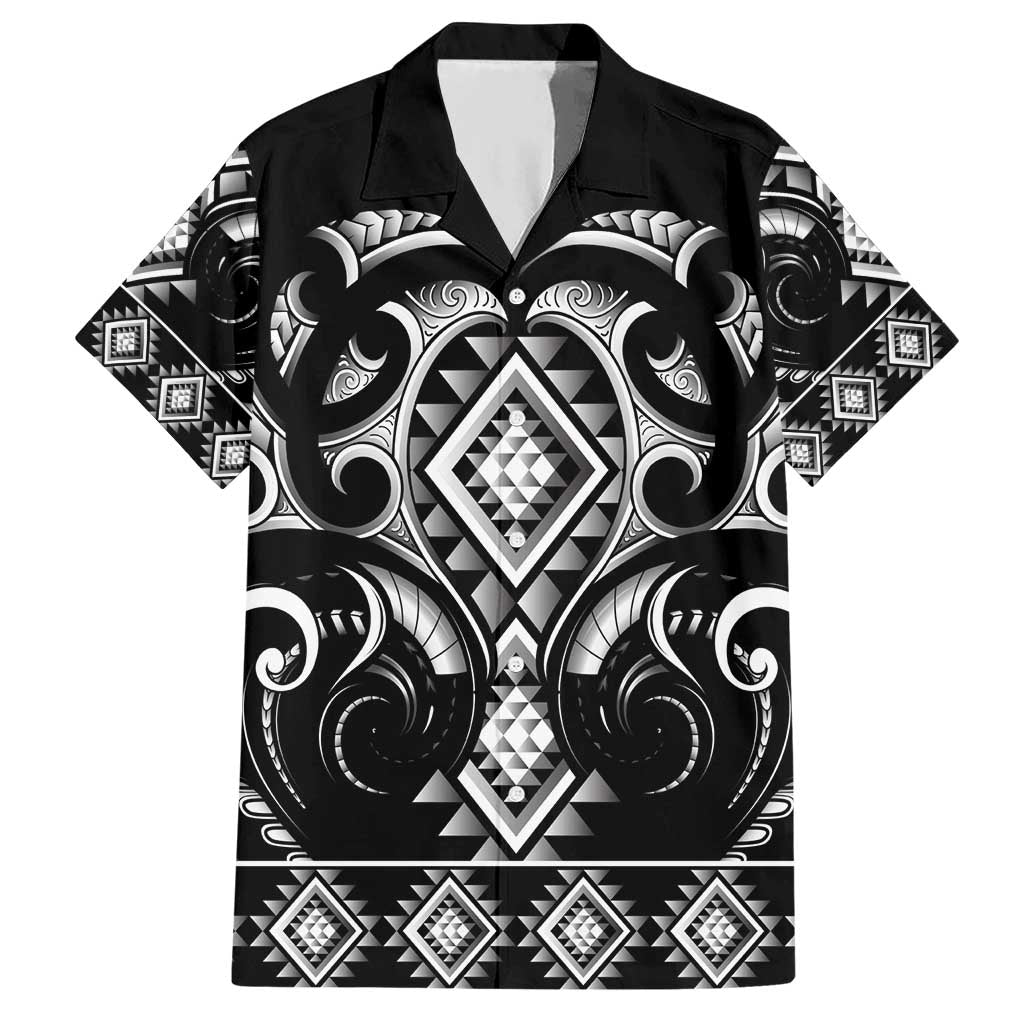 Black Ngaru Taniko With Aotearoa Maori Tattoo Hawaiian Shirt